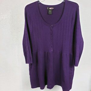 Liv On Women's Purple Knit V Neck Shirt Top Blouse Sweater Mini Dress Tunic